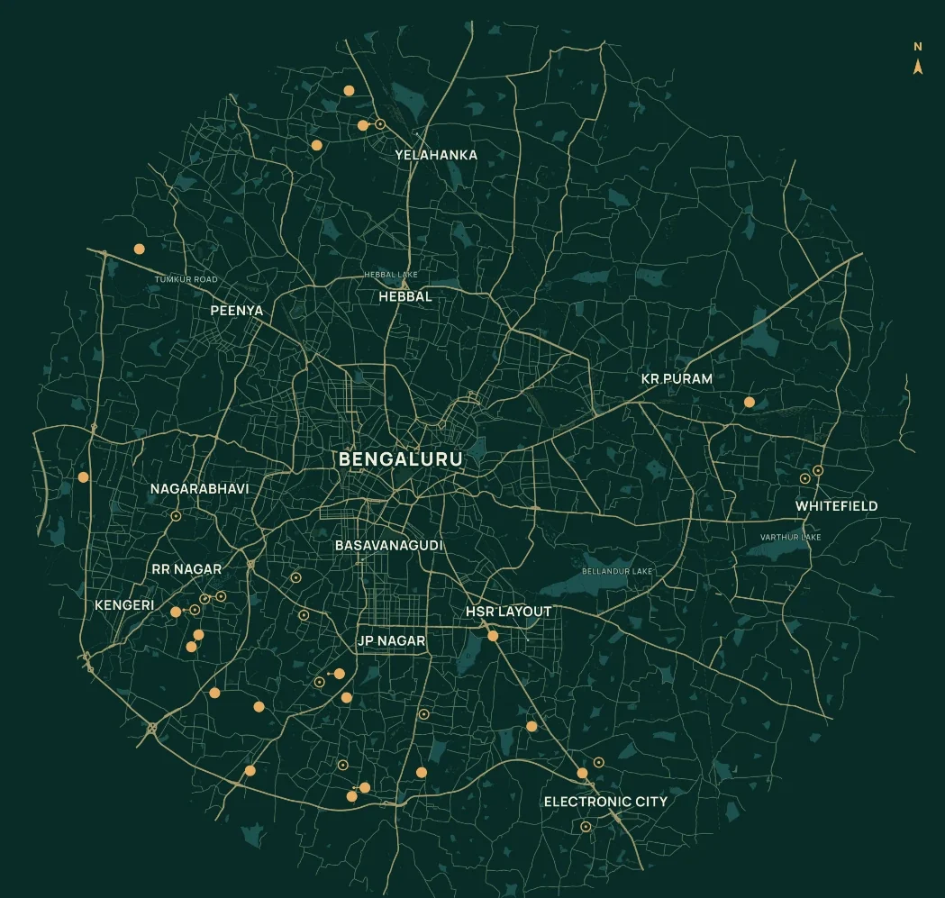 Illustrated portfolio locations across Bengaluru